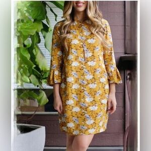 Old Navy Yellow Sheath Dress with Bell Sleeves